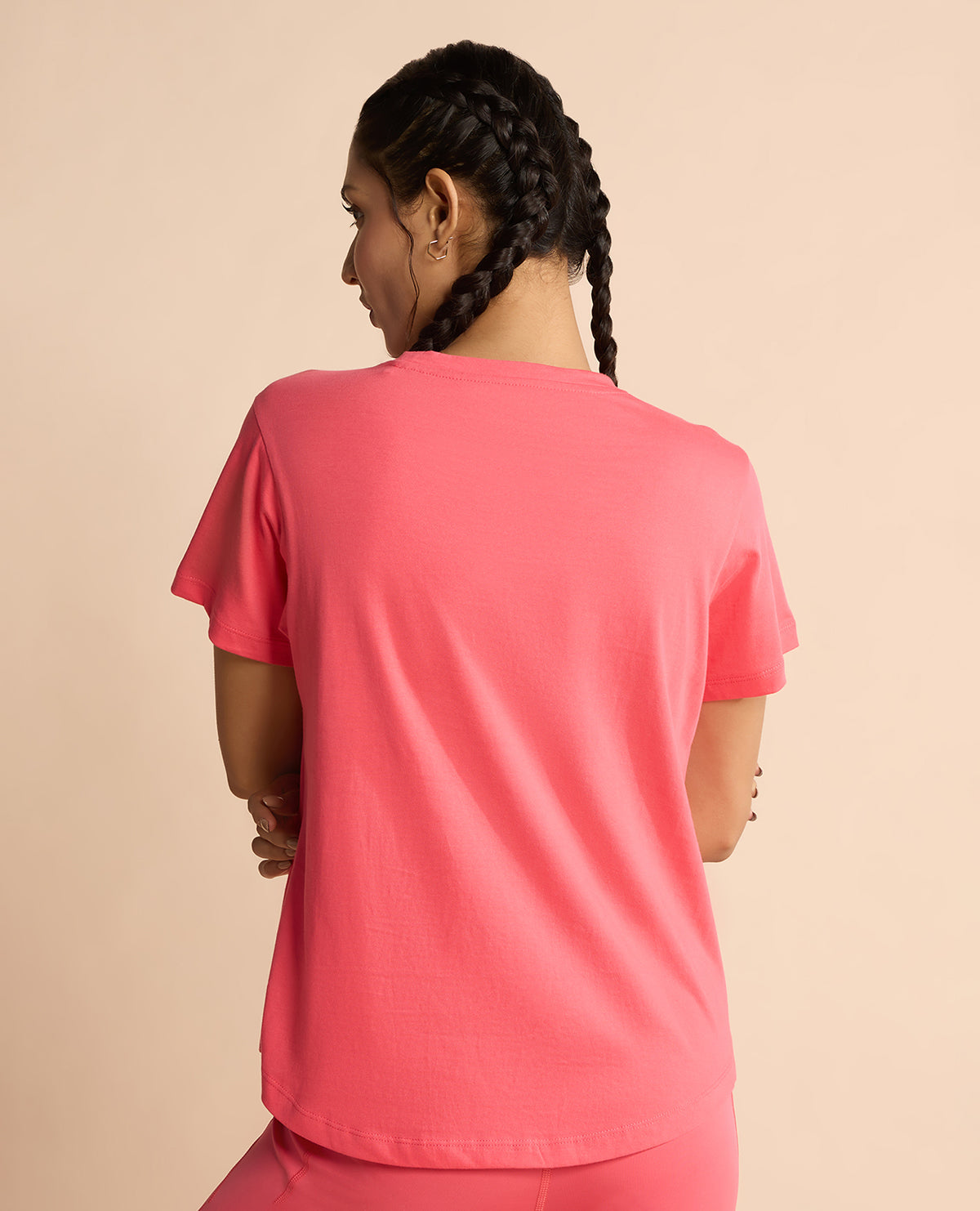 Women Solid Cotton Essential Top Apple