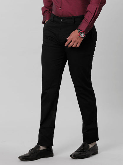 Men Linen Cotton Black Pant with Trim Fit  LC2