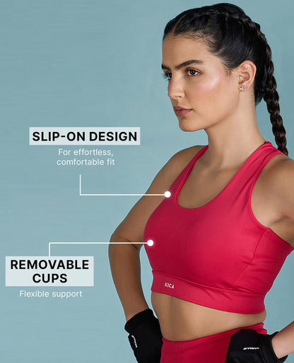 Strappy Mid-Impact Sports Bra with Removable Pads Apple