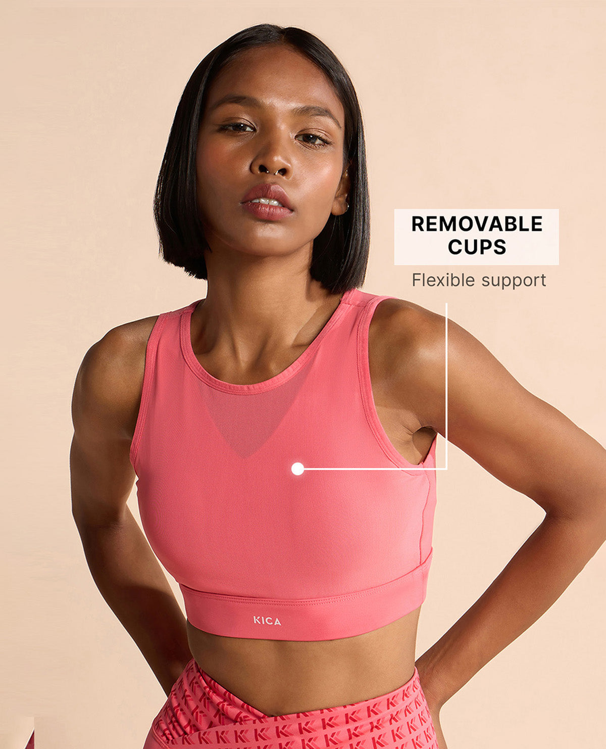 Kica Women High Impact & Full Coverage Mesh Sports Bra Apple