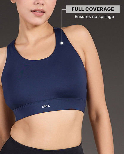 Luxe Crostini Full Coverage And High-Impact Sports Bra Navy Blue