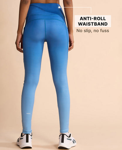 High Waisted Stretchable Leggings Ombre Blue