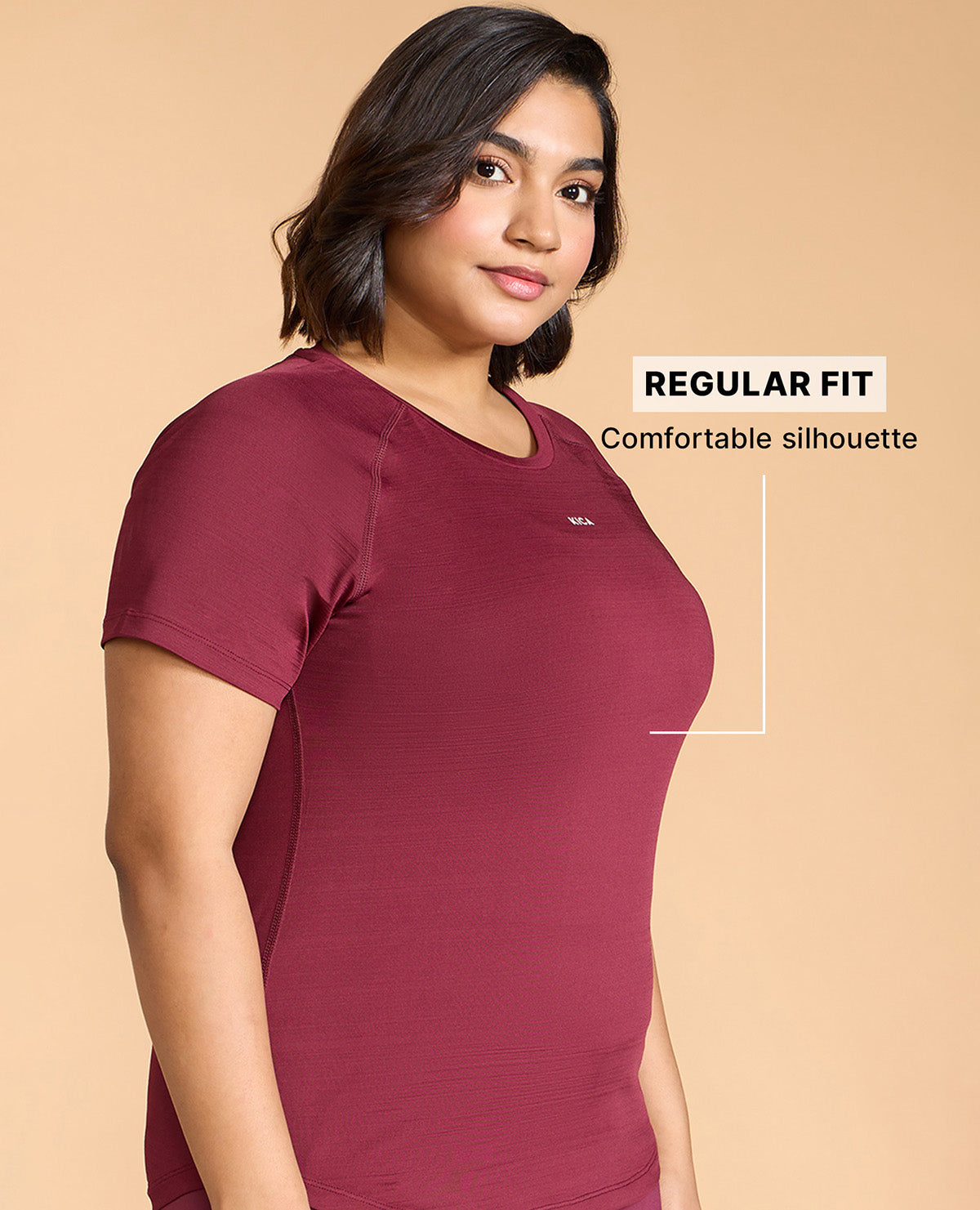 Kica Regular Fit Active Top in Dry Fit Fabric Burgundy