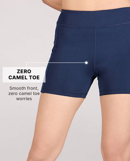 Kica High-Waisted Workout Booty Shorts Navy Blue