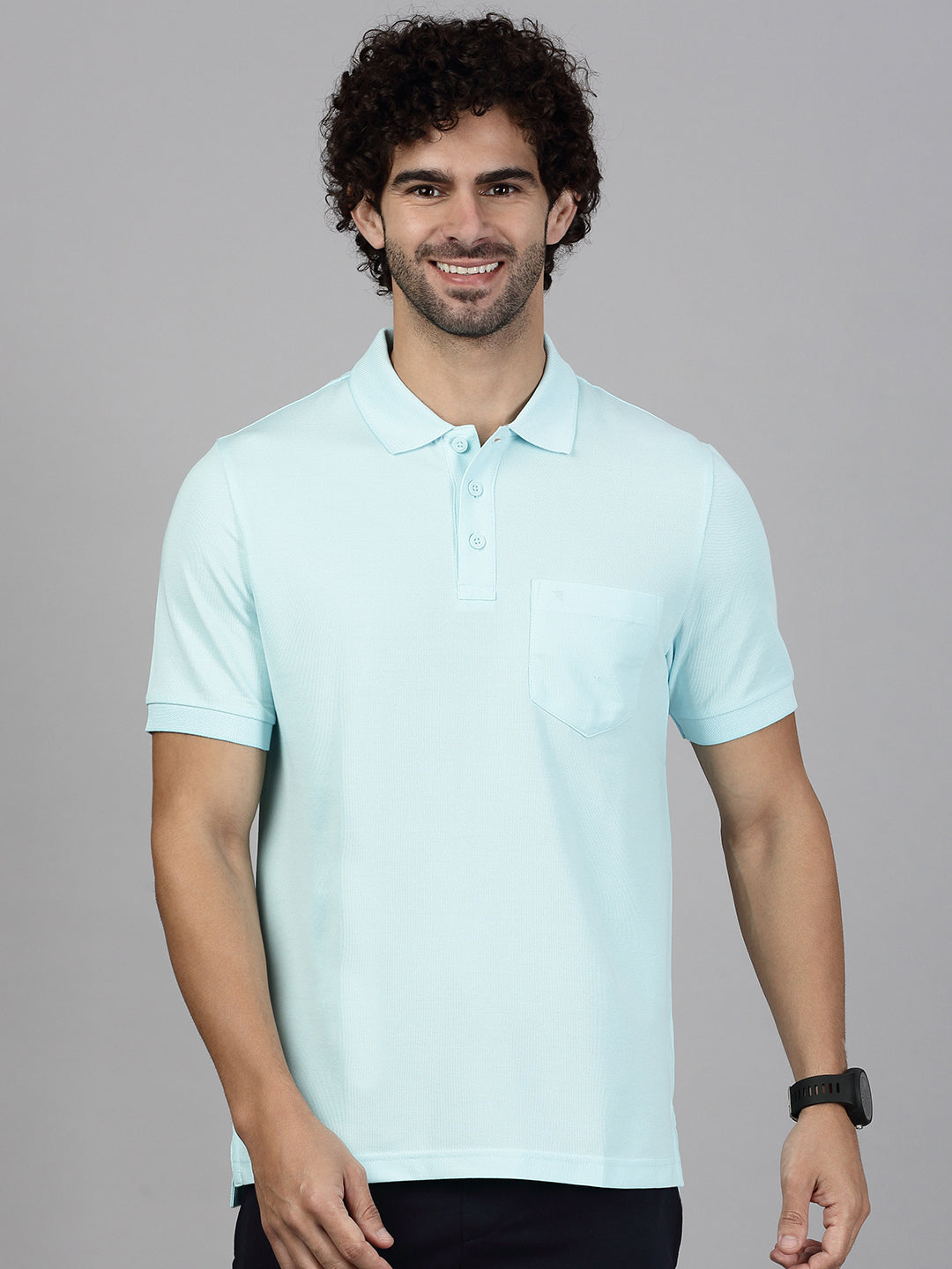 Men's Cotton Rich Pique Polo Aqua Marine Blue