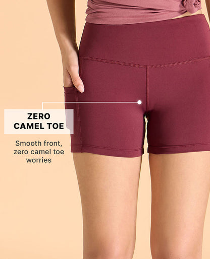 Kica High-Waisted Workout Booty Shorts Plum