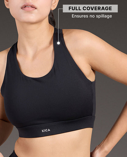 Luxe Crostini Full Coverage And High-Impact Sports Bra Black