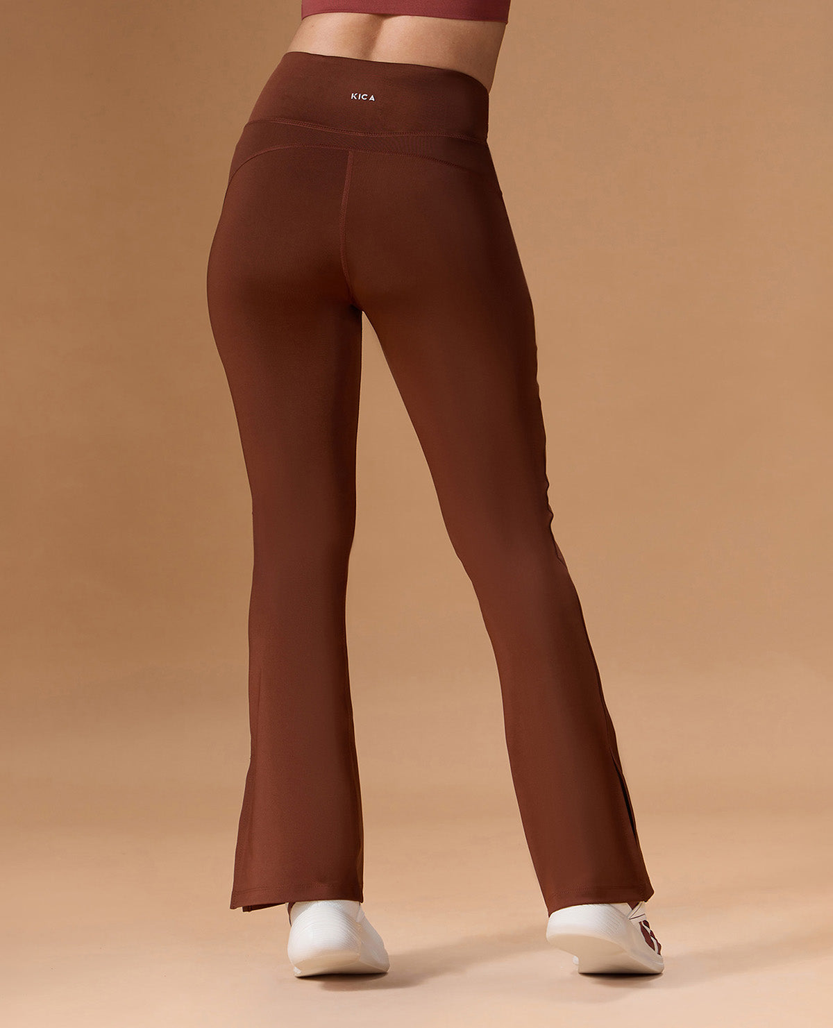 Criss Cross Flare Pants in Sculpting Stretch Kica SKN Fabric Brown