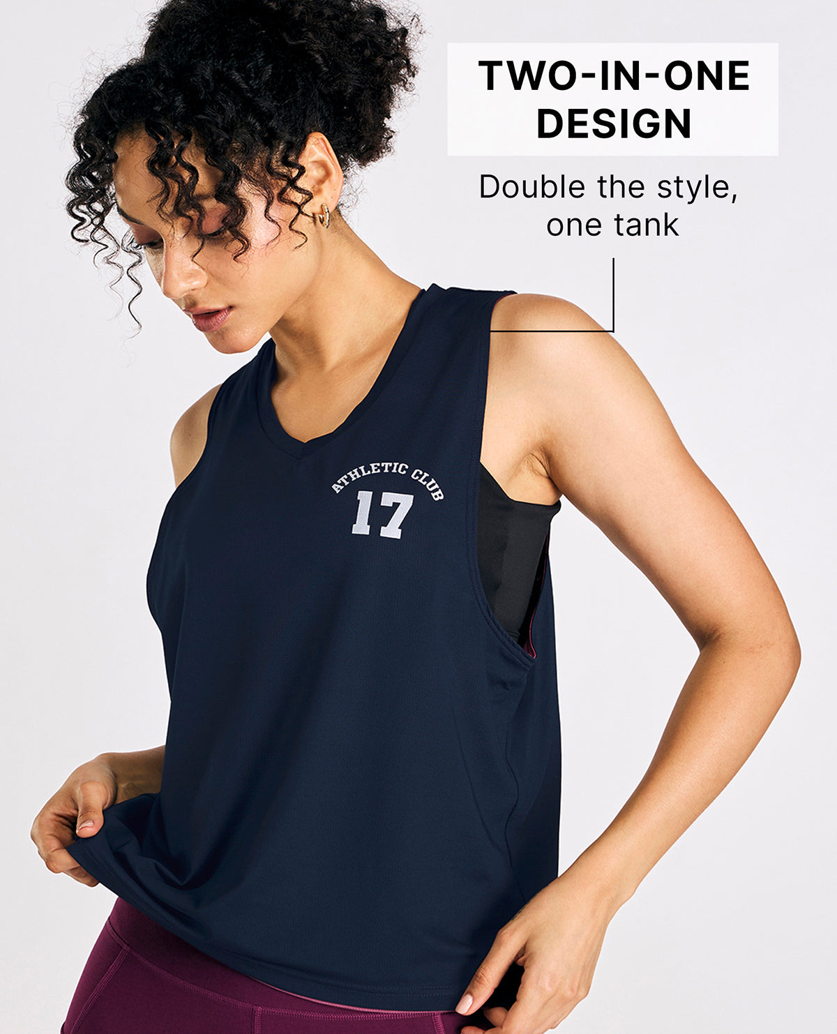 Reversible 2 Color Active Tank Top Navy Blue