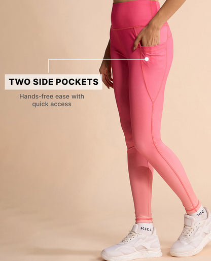 High Waisted Stretchable Leggings OmbrePink