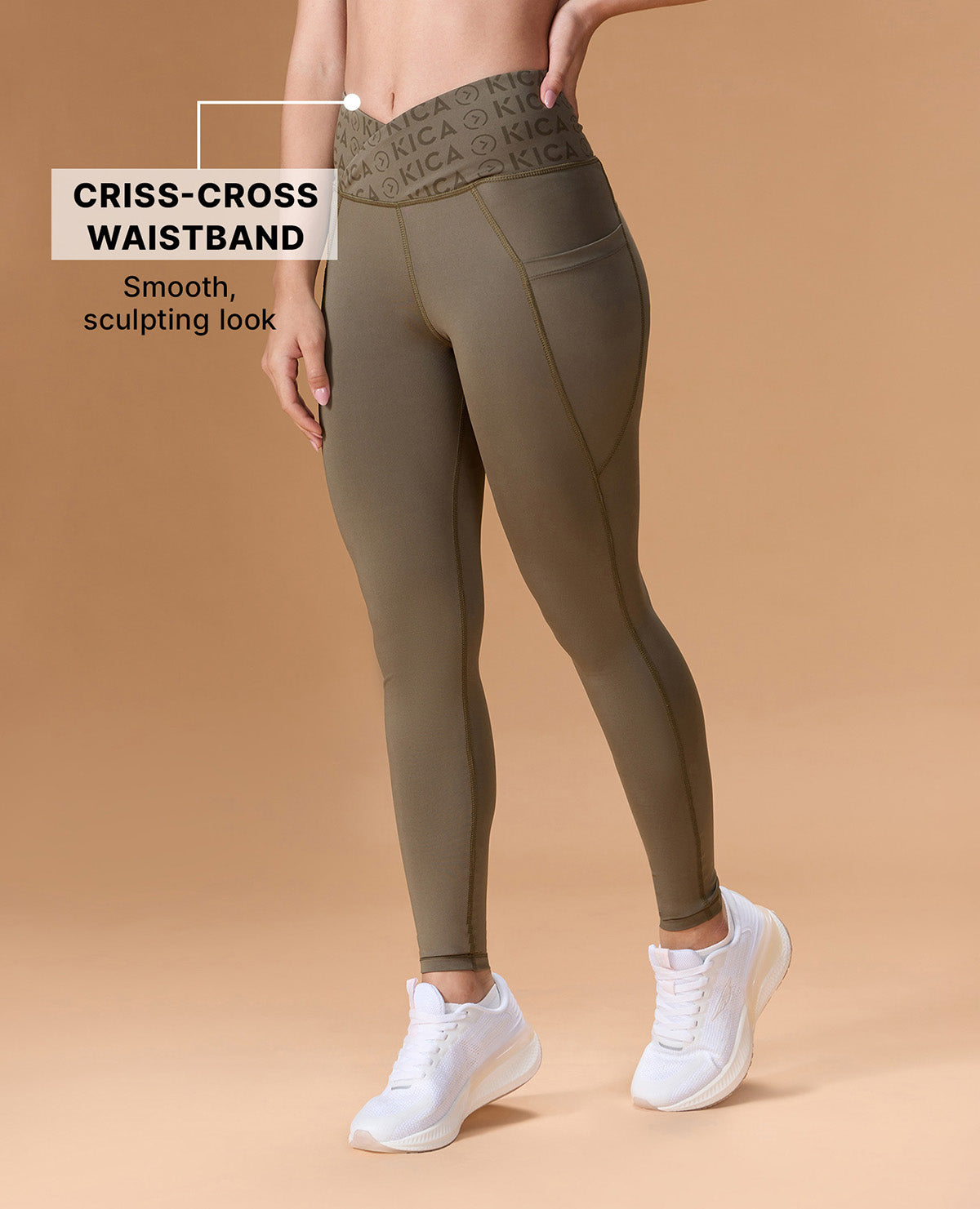Mid Rise Criss Cross Leggings Olive