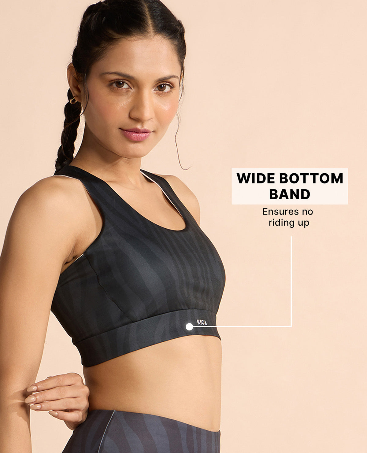 Fashionable Strappy Sports Bra with Removable Pads Animal Print Black