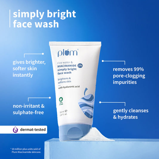 Plum 2% Niacinamide and Rice Water Face Wash and Moisturiser