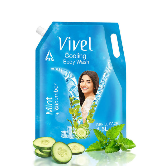 Vivel Cooling Body Wash Mint & Cucumber Moisturizing Shower Gel Supersaver XL Refill Pouch