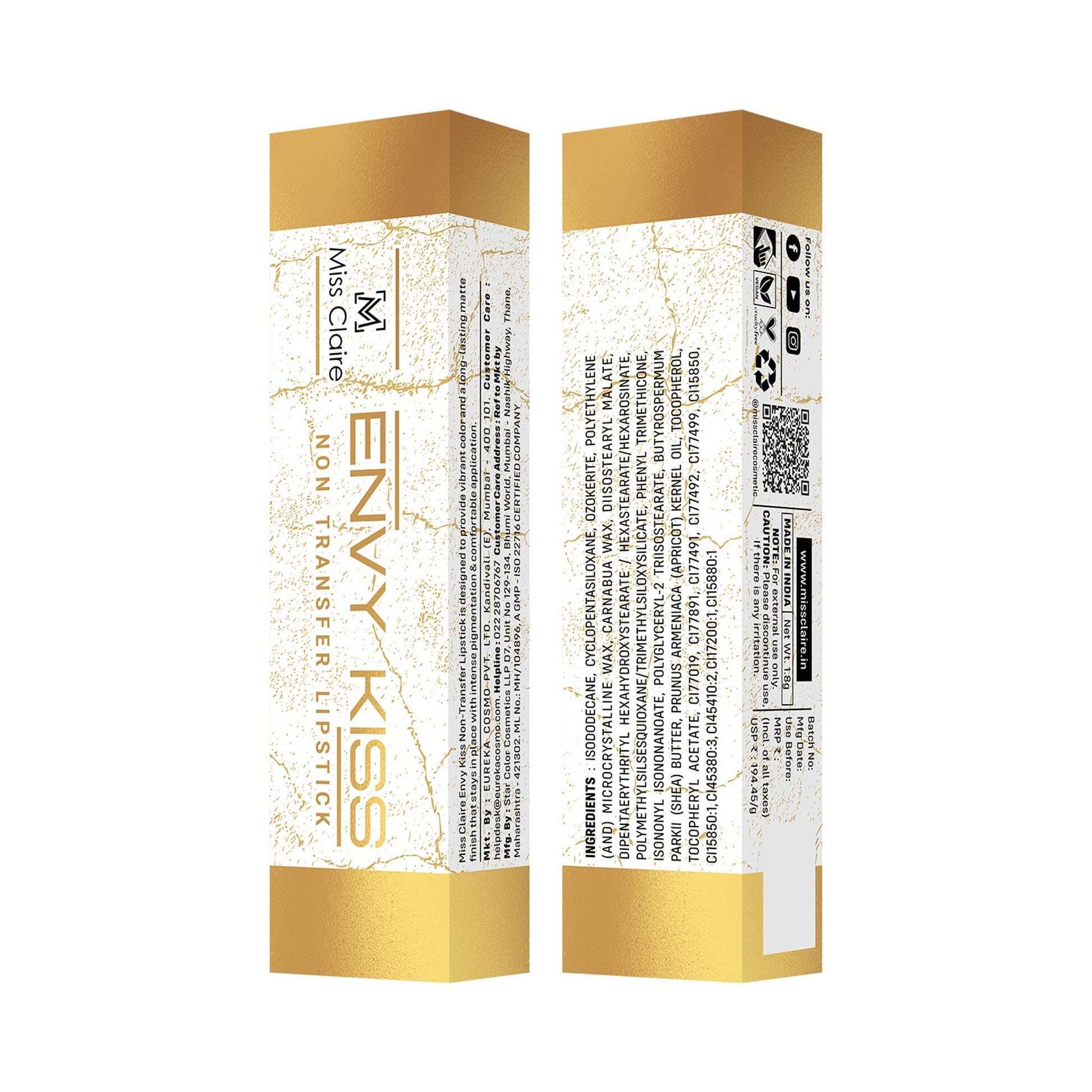 Miss Claire Envy Kiss Non Transfer Lipstick - 23 Frappuccino