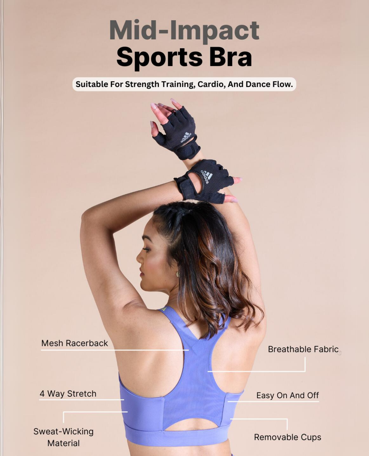 Kica Front Zip Sports Bra with Removable Pads VeryPeri