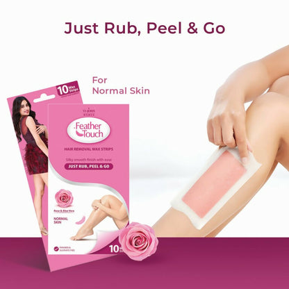 VI-JOHN Feather Touch Rose & Alevera Hair Removal Wax Strips for Normal Skin Praraben & Sulphate Free