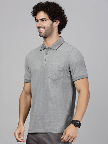 Men's Cotton Rich Pique Polo Heather Grey