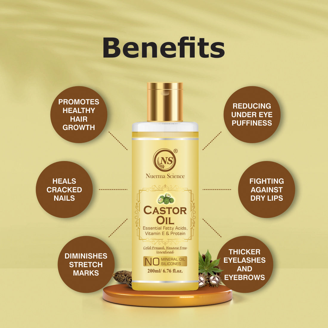 Nuerma Science Castor Oil For Skin & Body | Hydrating & Soothing Massage Oil