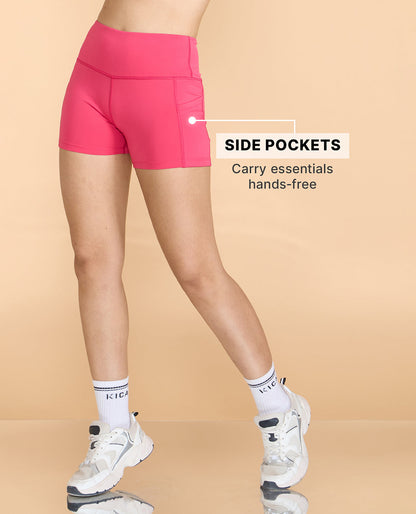 Kica High-Waisted Workout Booty Shorts Apple