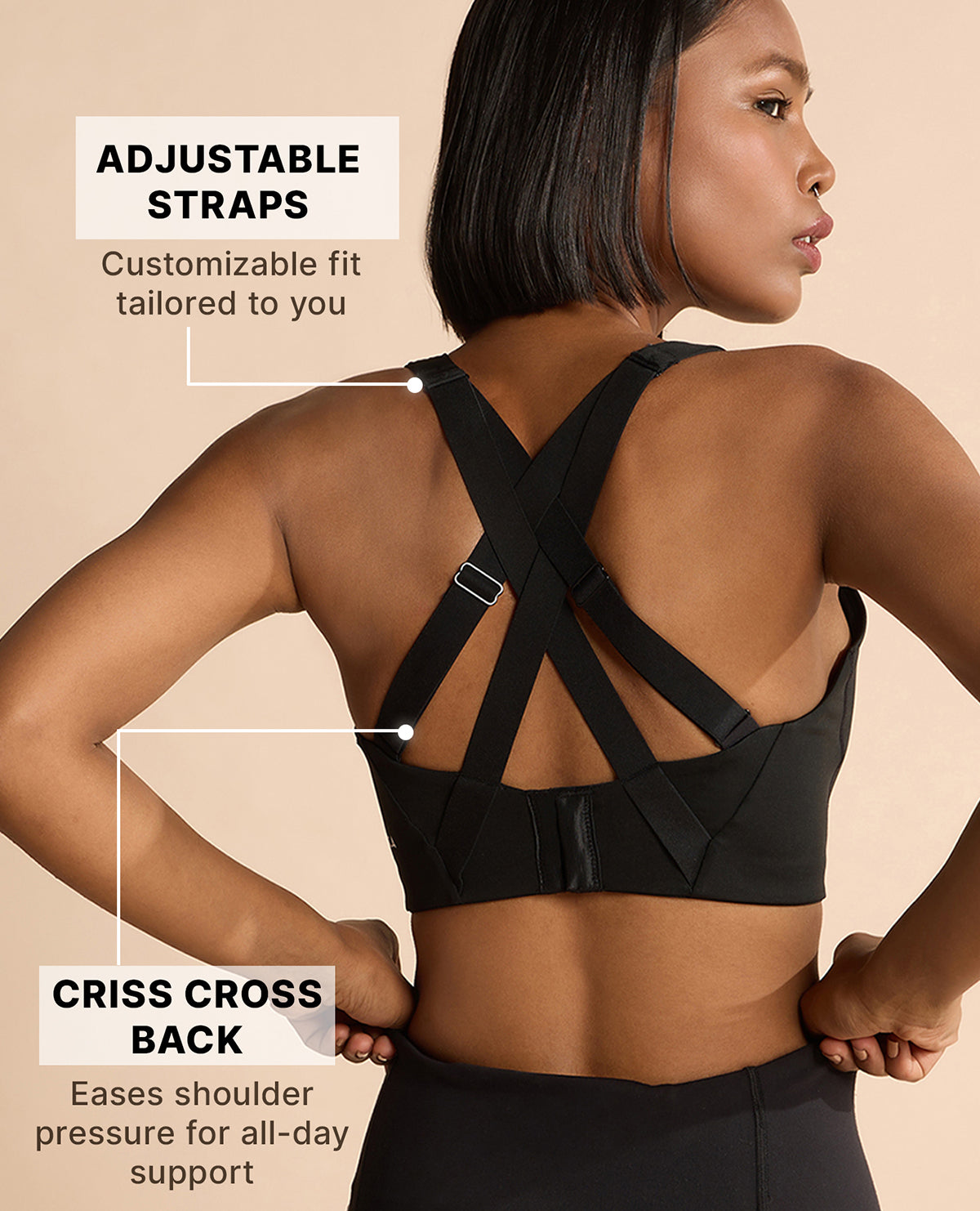 Kica Luxe Limitless High-Impact Sports Bra - Full Coverage Black