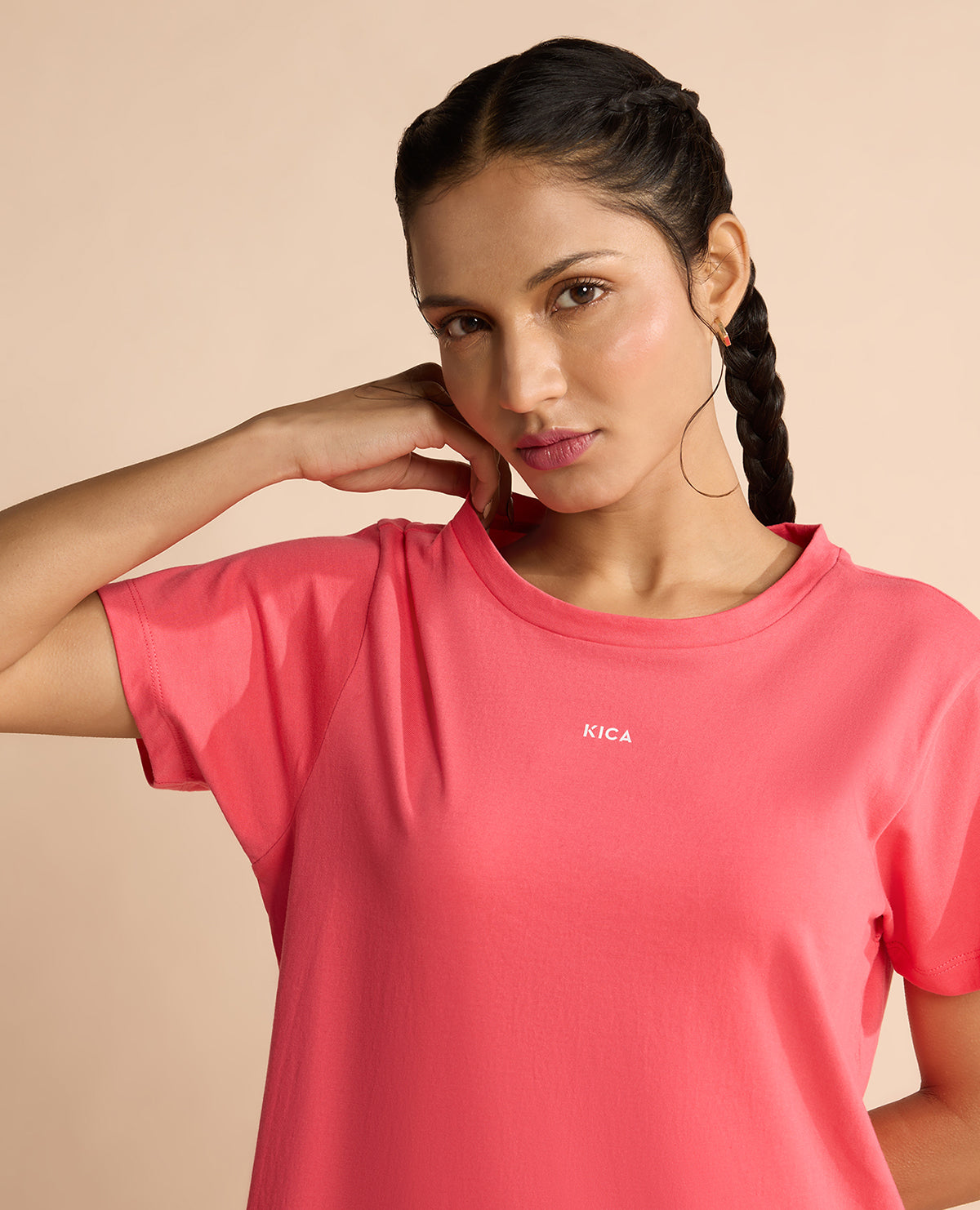 Women Solid Cotton Essential Top Apple