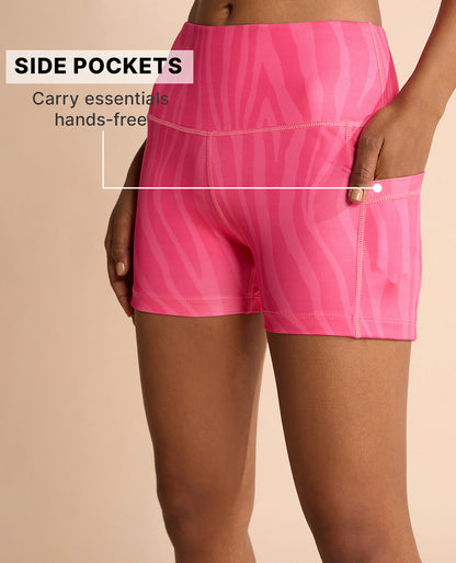 High Waisted Second SKN Booty Shorts Animal print Pink