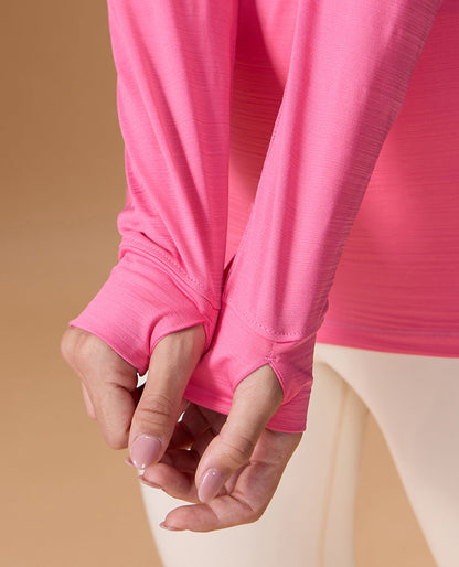 Regular Fit Basic Full Sleeve Top Pink