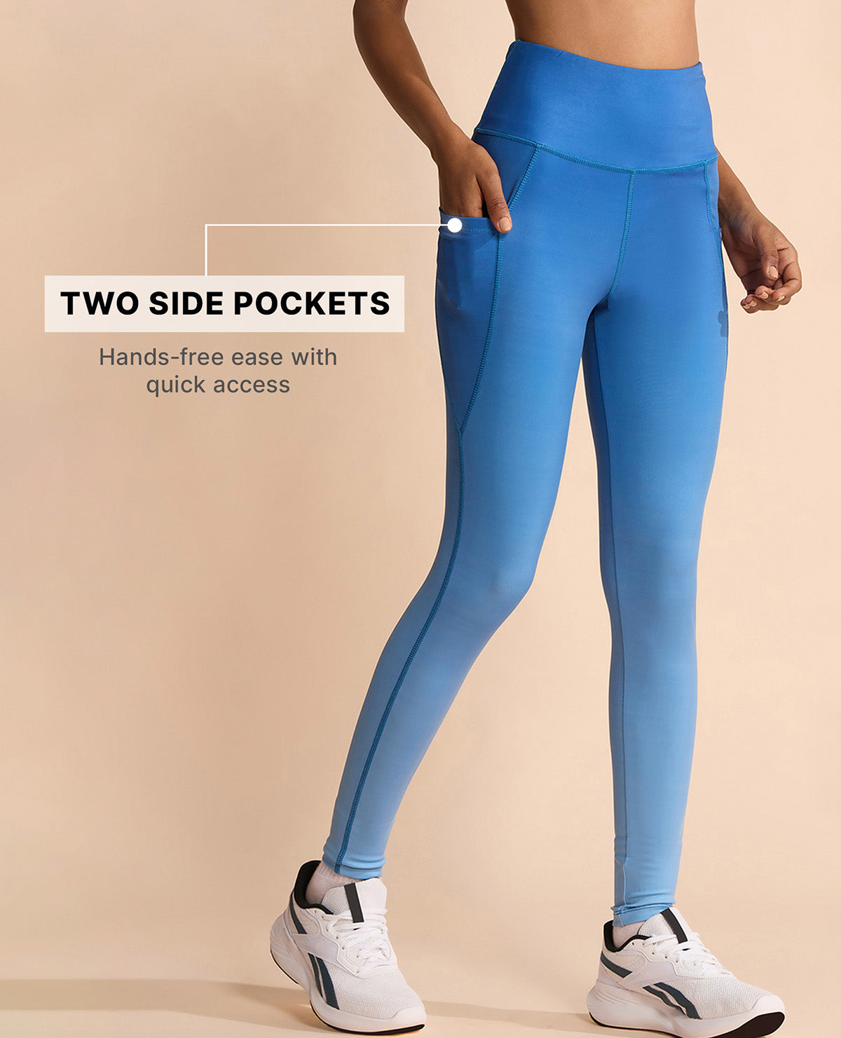 High Waisted Stretchable Leggings Ombre Blue