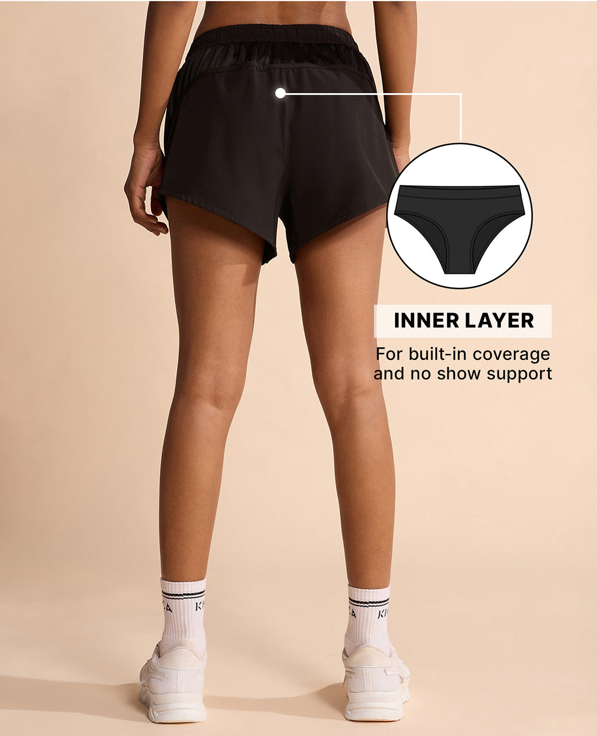 Kica Running Shorts with Breathe Easy Mesh Panels and Inner brief for coverage Black