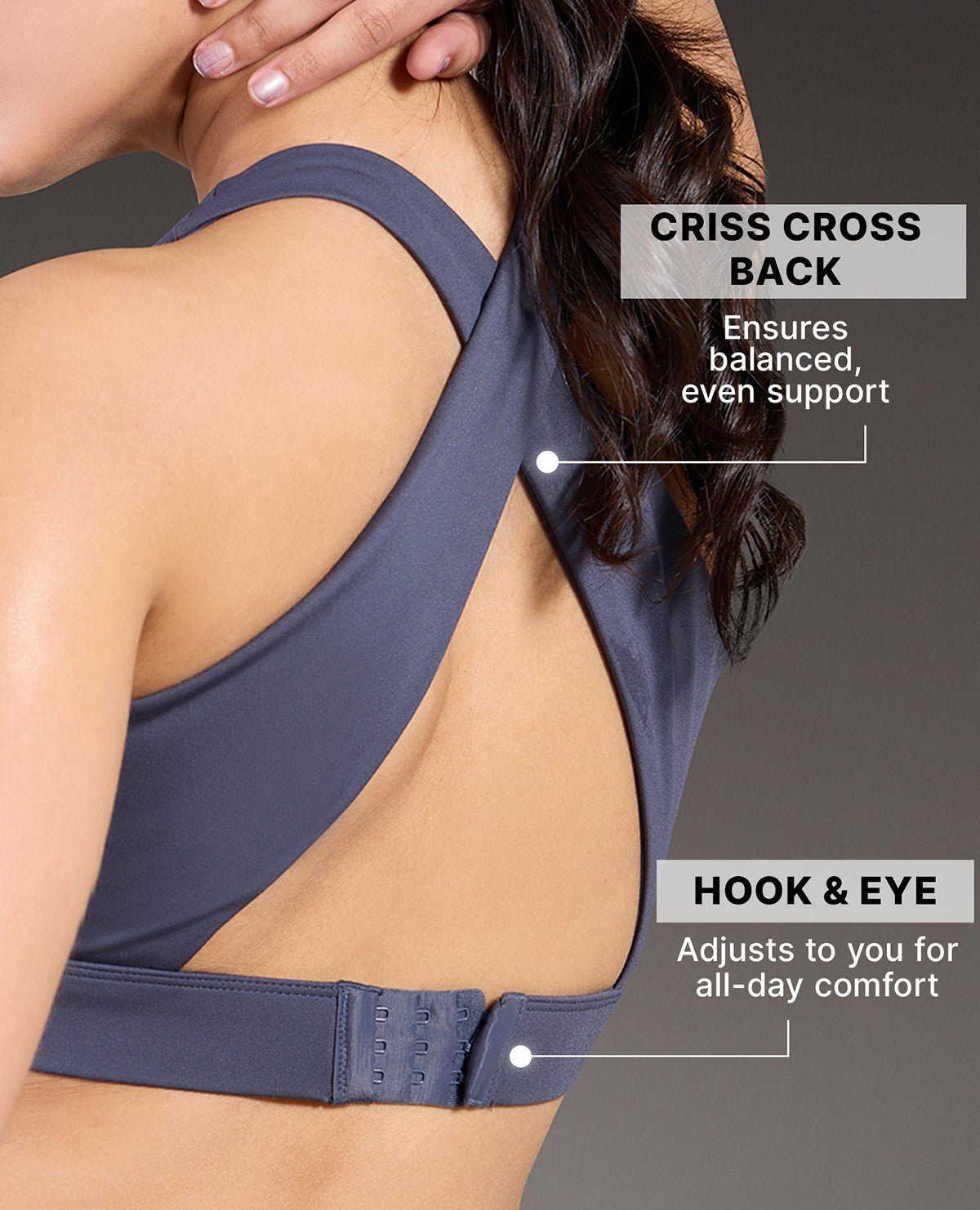 Luxe Crostini Full Coverage And High-Impact Sports Bra Grey