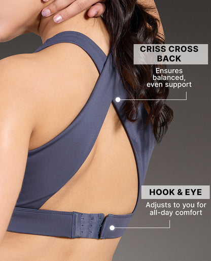 Luxe Crostini Full Coverage And High-Impact Sports Bra Grey