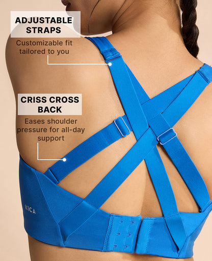 Kica Luxe Limitless High-Impact Sports Bra - Full Coverage Blue