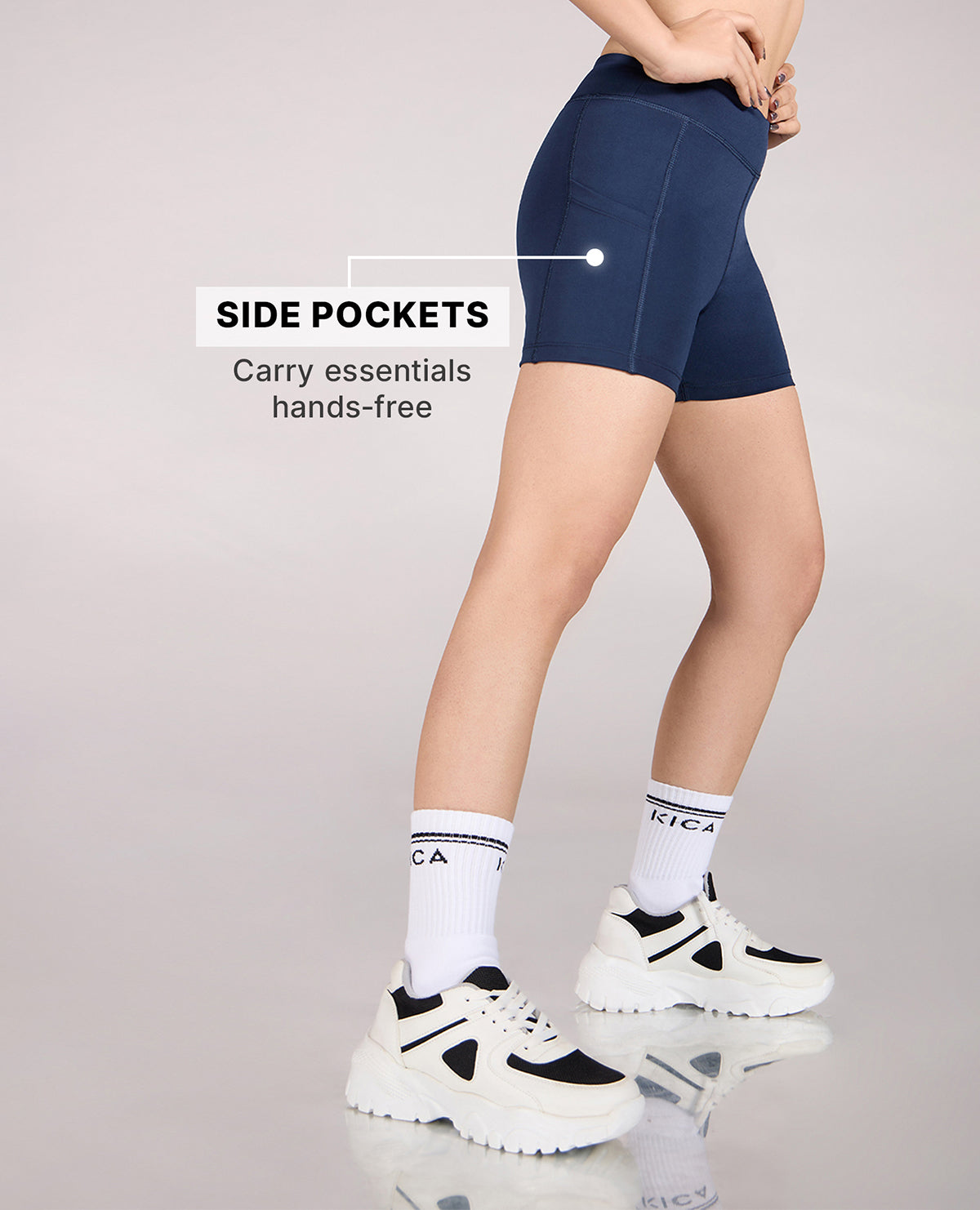 Kica High-Waisted Workout Booty Shorts Navy Blue