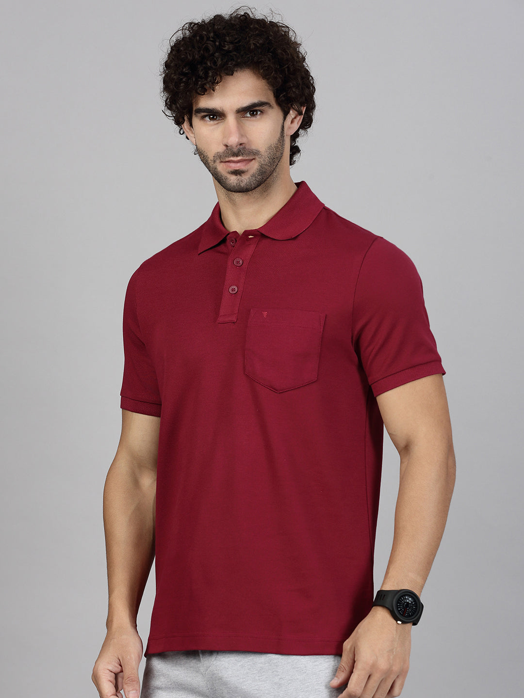 Men's Cotton Rich Pique Polo Maroon