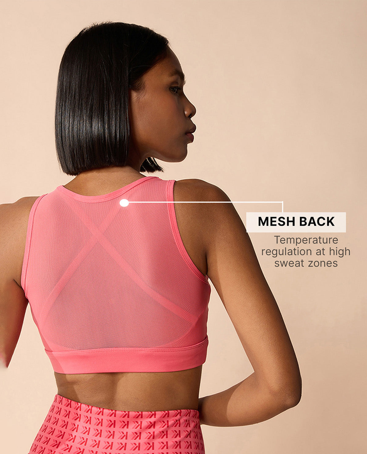 Kica Women High Impact & Full Coverage Mesh Sports Bra Apple