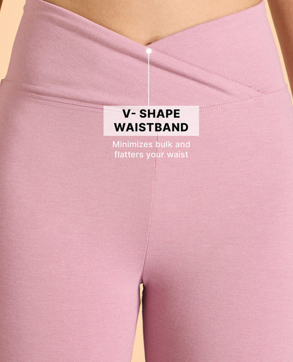 Kica Criss Cross Cotton Flare Comfort Pants Pink