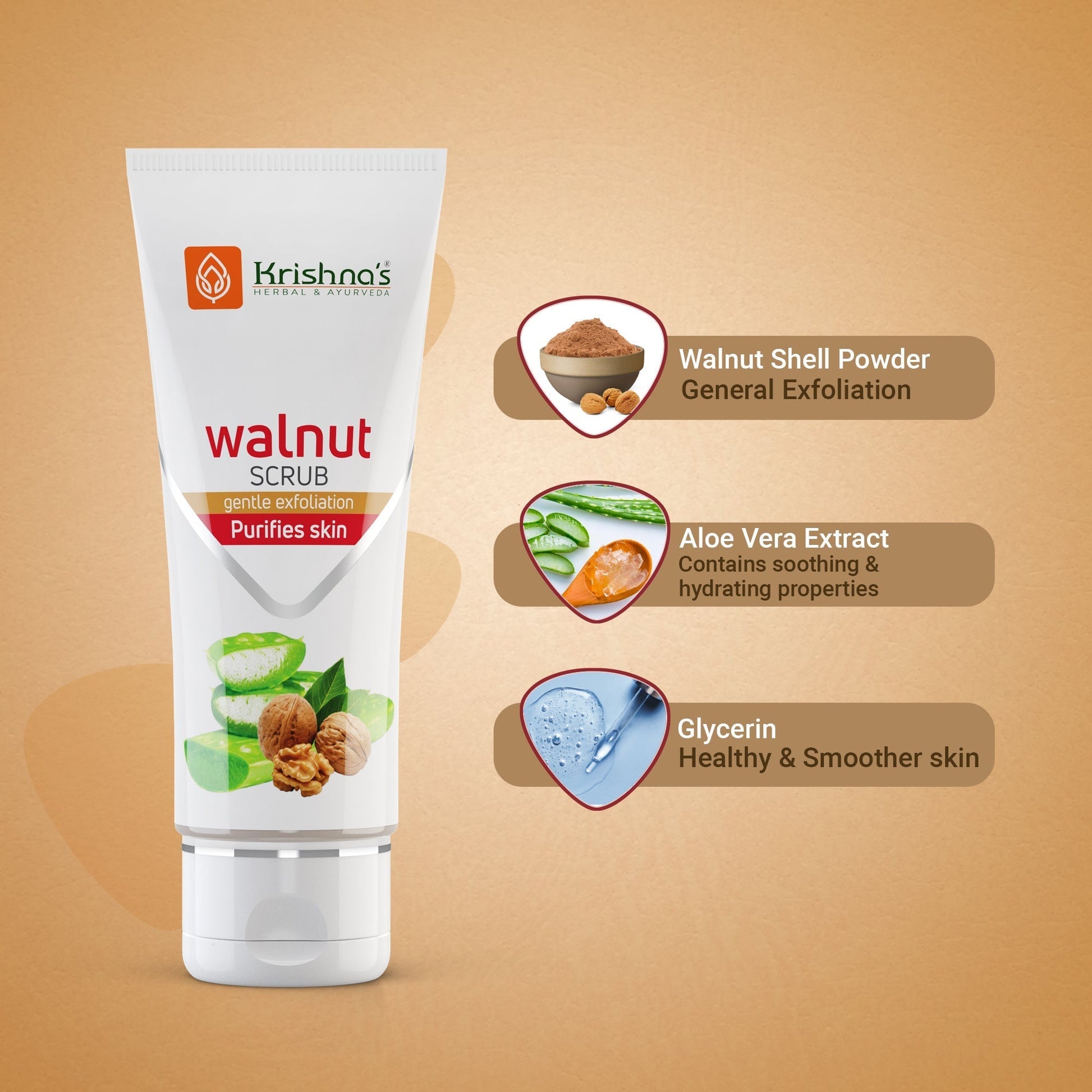 Krishna'S Herbal & Ayurveda Aloevera Walnut Scrub