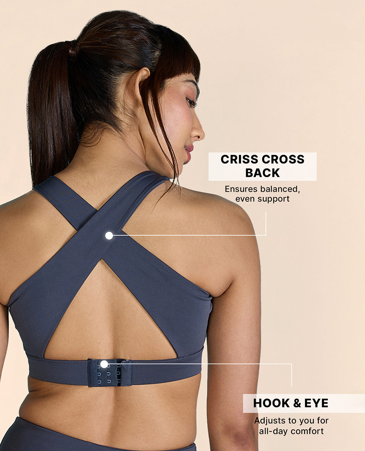 Crostini Full Coverage Sports Bra Grey