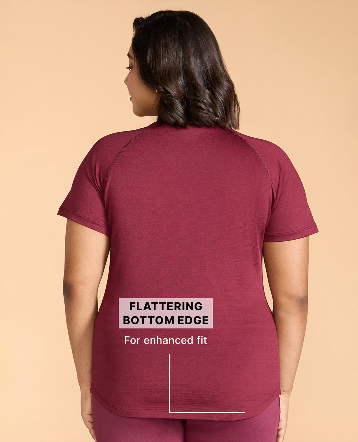 Kica Regular Fit Active Top in Dry Fit Fabric Burgundy