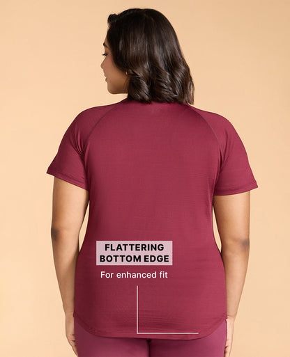 Kica Regular Fit Active Top in Dry Fit Fabric Burgundy