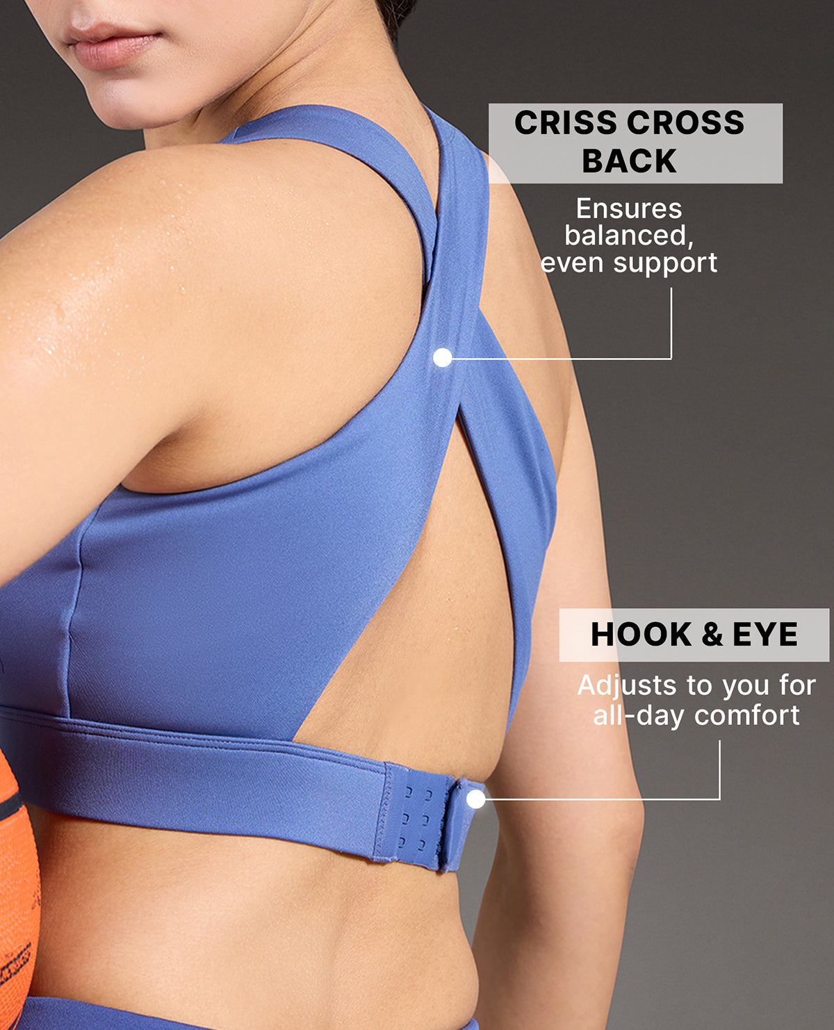 Luxe Crostini Full Coverage And High-Impact Sports Bra Blue