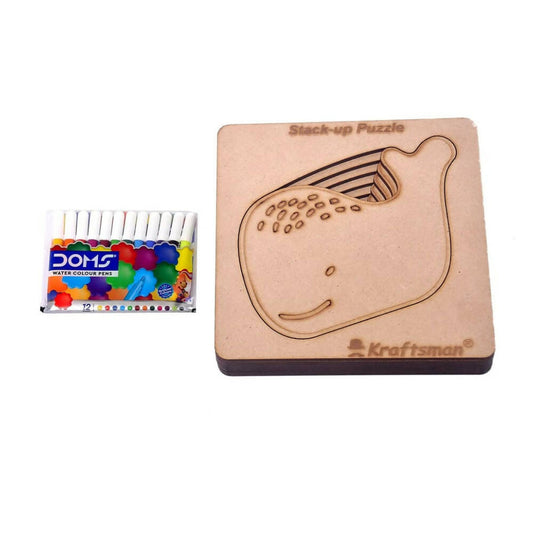 Kraftsman Stack Up Puzzles/ Layered Puzzle Fish Shape For Kids | Color Kit Included | 6 Pieces Puzzle