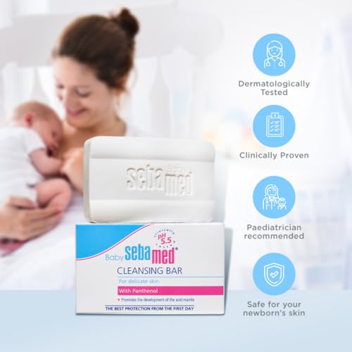 Sebamed Baby Cleansing Bar|pH 5.5 |Newborn bathing|Soap Free|Tear Free|100 gm
