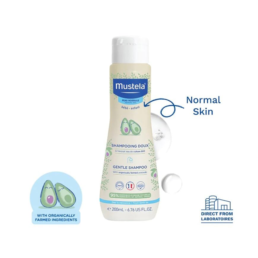 Mustela Gentle Baby Shampoo 6.76 fl oz - Tear-Free, Plant-Based Formula