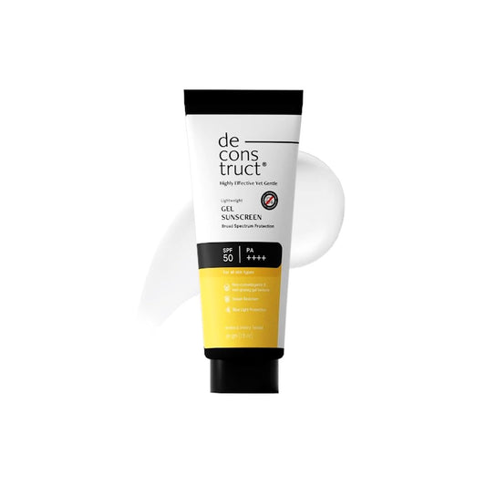 Deconstruct Gel Sunscreen for Oily skin SPF 50 PA++++ |100% Photostable Sunscreen |4 New Gen UV Filters |In-Vivo |Lightweight, Airy, Non-greasy |For oily, combination, normal skin |For Men & Women - 80gm