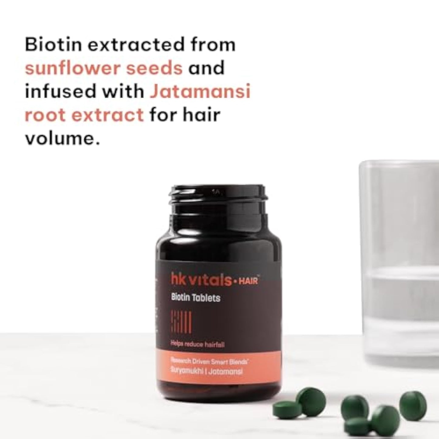 hk vitals Biotin (90 Tablets) | Supplement for Hair Growth, Strong Hair and Glowing Skin, Fights Nail Brittleness