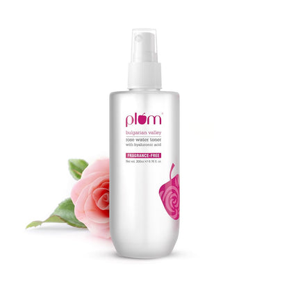 Plum Bulgarian Valley Rose Water Face Toner | for Oily Acne Prone Dry Combination Skin | with Hyaluronic Acid | Hydrating & Pores Tightening | Balances pH Levels | Alcohol-Free | Women & Men | 100ml
