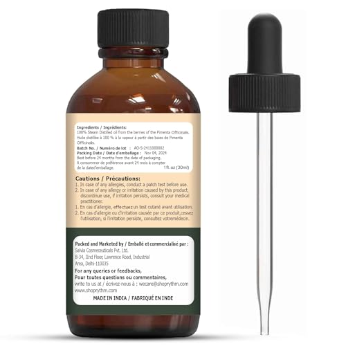 Organic Zing Allspice (Pimenta dioica) Oil | Pure & Natural Essential Oil for Skincare, Hair Care, Aroma & Diffusers