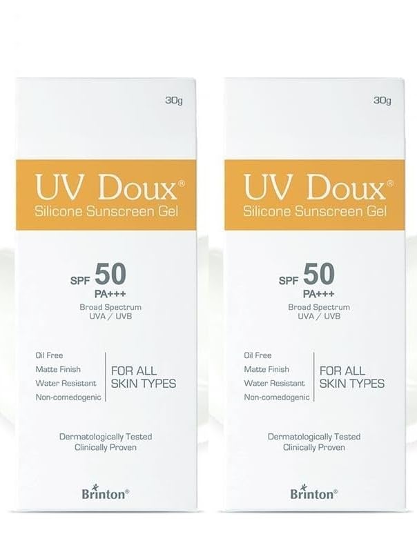 UV Doux Silicone Sunscreen Gel SPF 50 PA+++|India’s No.1 Dermatologist Recommended Brand|Invitro,In-Vivo Tested|UVA/UVB Protection, Benzene Free|No White Cast |Oily & Acne-Prone Skin |100 g